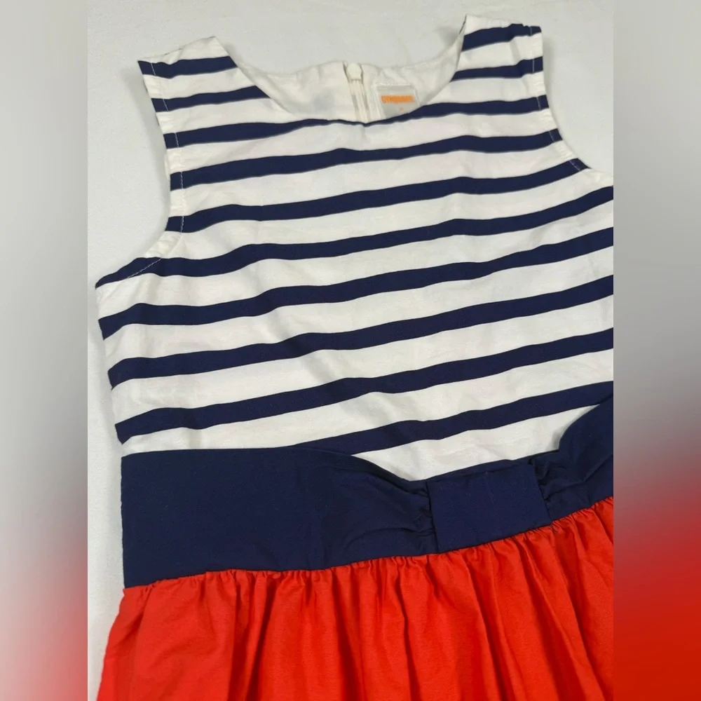 GYMBOREE‎ Mod About Orange Nautical Stripe Colorblock Fit & Flare Dress Size 7